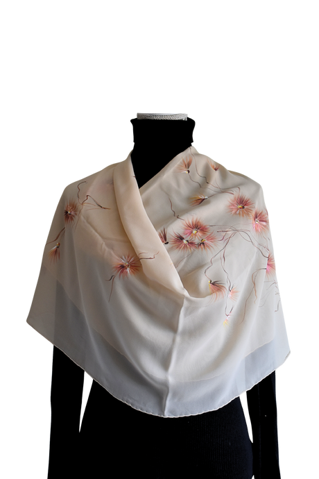 Foulard in seta dipinto a mano - Fiori di luce