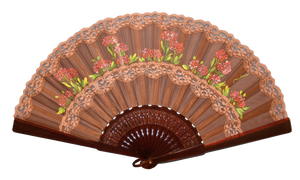 Ventaglio in Seta Pura con Due Pizzi - Dipinto a Mano - Daisy Bloom