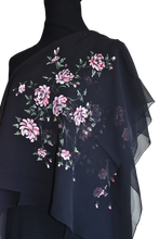 Load image into Gallery viewer, Foulard dipinto a mano - Rosa Notturna