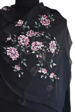 Load image into Gallery viewer, Foulard dipinto a mano - Rosa Notturna