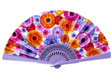 Load image into Gallery viewer, Patterned Cotton Fan - Multicolor Gerberas