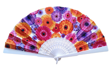 Load image into Gallery viewer, Patterned Cotton Fan - Multicolor Gerberas