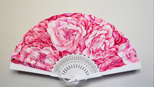 Patterned Cotton fan - La Vie en Rose