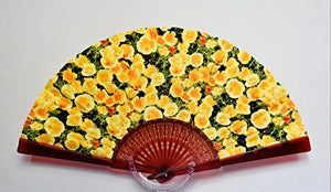 Patterned Cotton Fan - Yellow Primroses