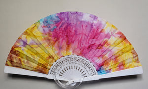 Patterned Cotton Fan - Rainbow