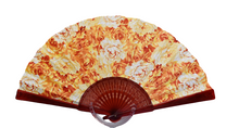 Load image into Gallery viewer, Patterned cotton Fan - Orange Roses