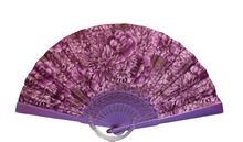 Load image into Gallery viewer, Patterned Cotton Fan - Purple Garden