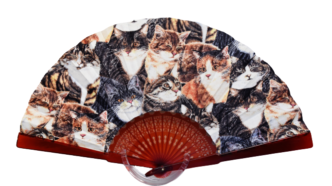 Patterned Cotton Fan - Cats