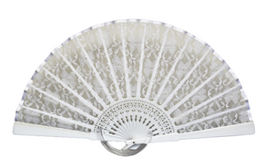 Lace Fan with Satin trim - White