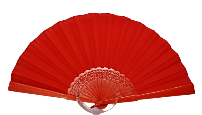 Solid Color Cotton Fan - Red