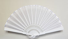Load image into Gallery viewer, Double Pure Silk Fan with Satin trim - White