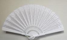 Load image into Gallery viewer, Double Pure Silk Fan with lace embroidery - Crystal