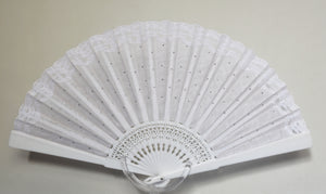 Double Pure Silk Fan with lace embroidery - Crystal