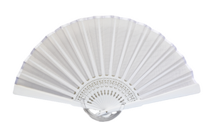 Double Pure Silk Fan with Satin trim - White