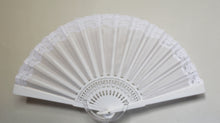 Load image into Gallery viewer, Double Pure Silk Fan with lace embroidery - White