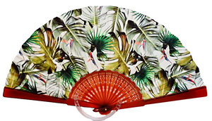 Patterned Cotton Fan - Tropical Forest