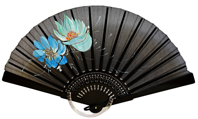 Pure Silk Fan - Hand Painted - Lotus Flower