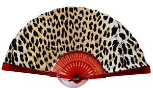 Patterned Cotton Fan - Leopard Print (large spots)