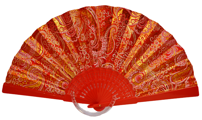 Lamé  Fan - Oriental Dream - Red