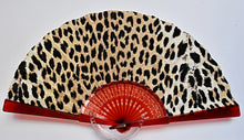 Load image into Gallery viewer, Patterned Cotton Fan - Leopard Print (large spots)