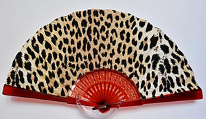 Patterned Cotton Fan - Leopard Print (large spots)