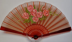 Pure Silk Fan - Hand Painted - Rosebud