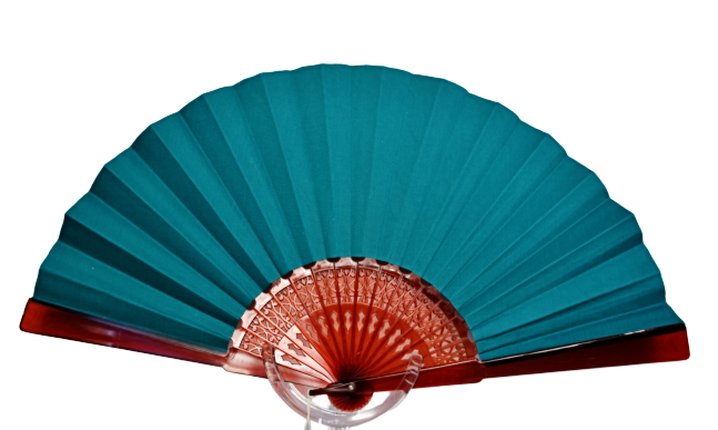 Solid Color Cotton Fan - Green Water