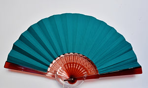 Solid Color Cotton Fan - Green Water