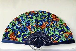 Patterned Cotton Fan - Iris - Homage to Van Gogh