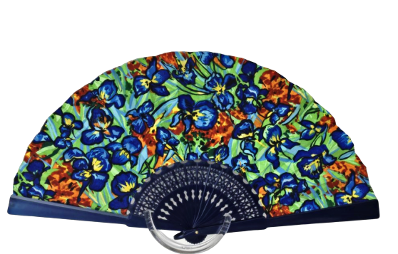 Patterned Cotton Fan - Iris - Homage to Van Gogh